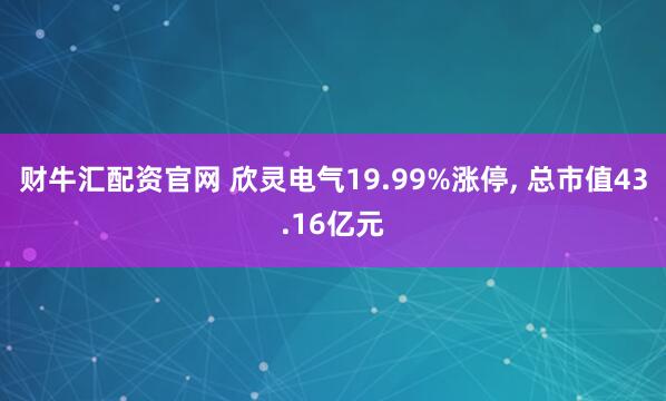 财牛汇配资官网 欣灵电气19.99%涨停, 总市值43.16亿元